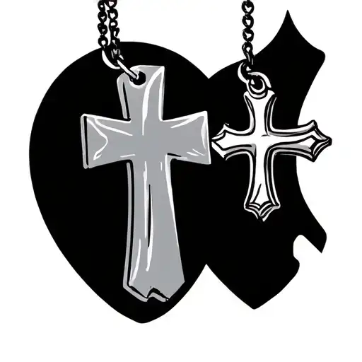 Cross And Dog Tags Hanging