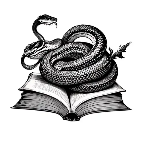 Snake And Book Surrounded