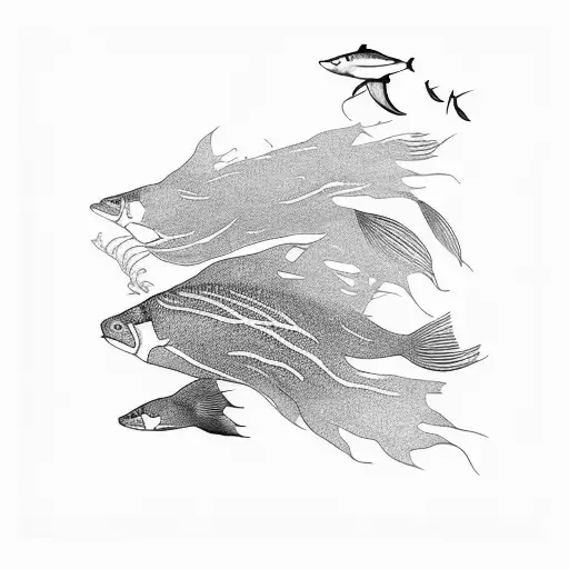 Kelp Forest From Pacific Northwest Black And White Full Arm Add Native Fish