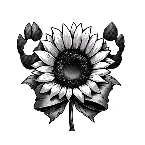 Sunflower Bow Paw Print