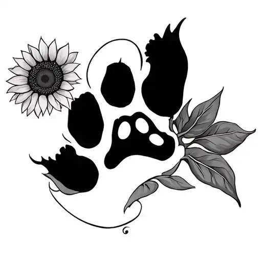 Sunflower Bow Paw Print Inside Symbolizing