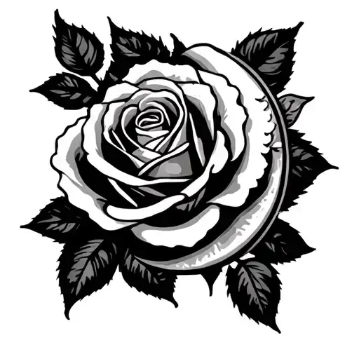 Rose With Crescent Moon