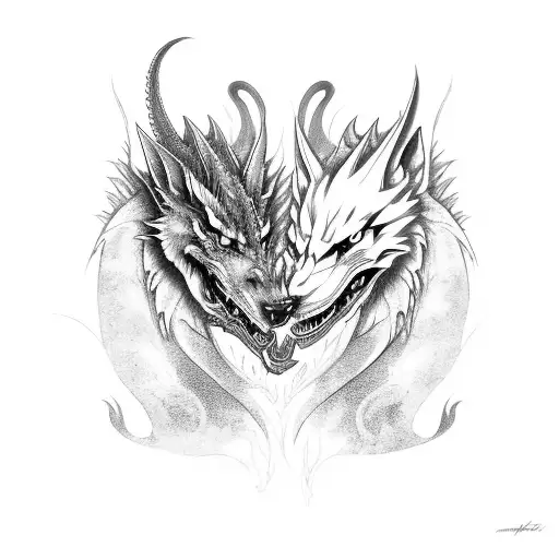 Dragon Wolf And Wolf