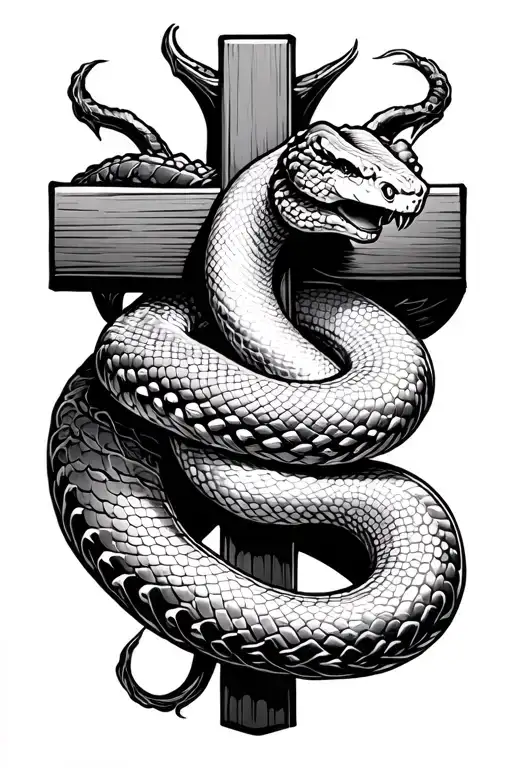 Simple Snake Coiled On Cross