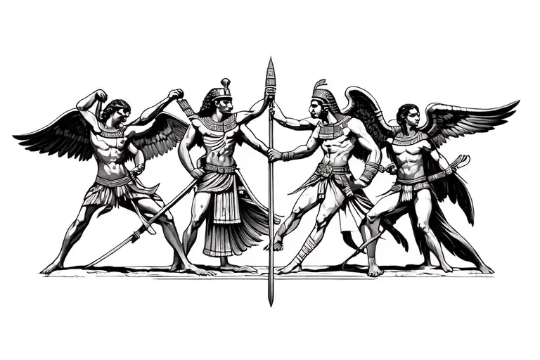 Egyptian God Set Fighting Christian Gods And Angels