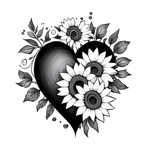 Heart Made From Sunflowers And Mexican Sunflowers