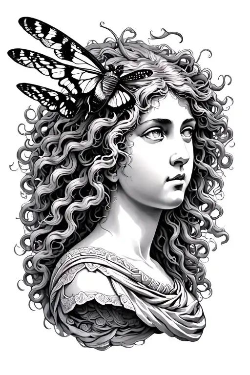 Greek Mythology Medusa With A Moth As Her Bust