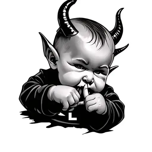 Gangster Baby Devil Holding His Finger With A L Over His Mouth