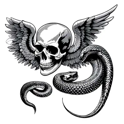 Skull Snake Angel Wings