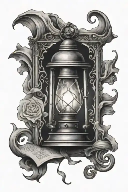 Open Book With Victorian Lantern Coming Out Of It