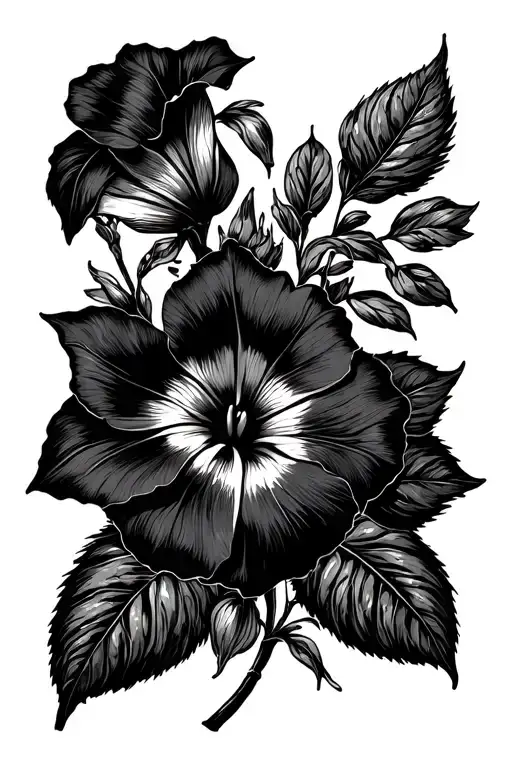 Morning Glory And Cosmo Flower Fine Line Long Skinny Incorporated In A Subtle Feminine Line Design