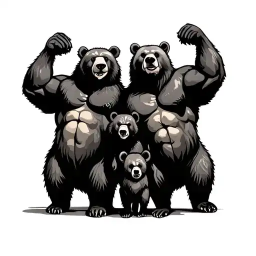 Bear Family Strong Man Ornamental