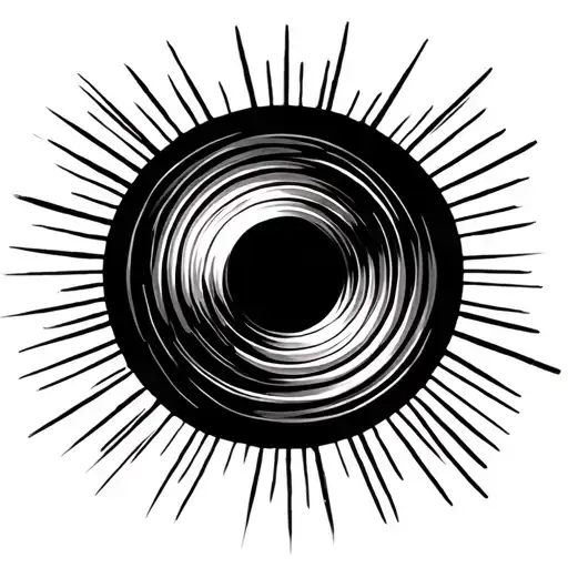 Black Circle With Lines Radiating Out