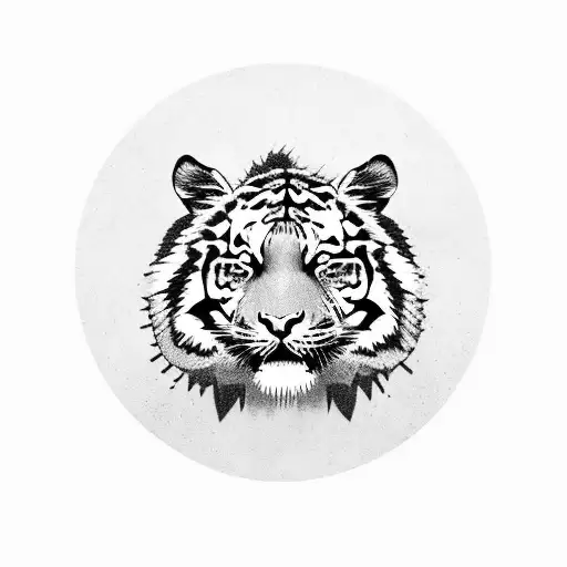 Tiger Full Body Walking Around A Circle With A Lion Full Body