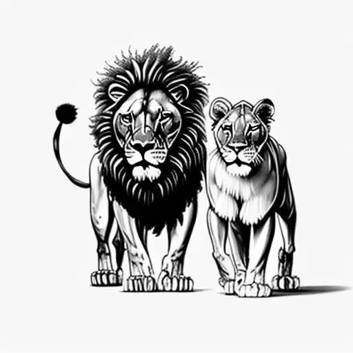 Standing Lion And Lioness