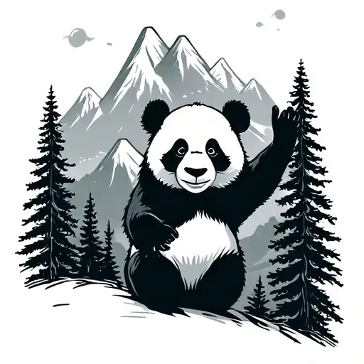Panda Waving Mountains Vacation
