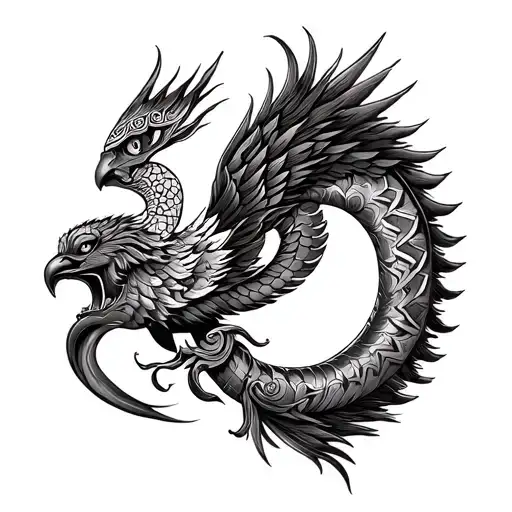 Beautiful Quetzalcoatl Upperarm Tattoo Design