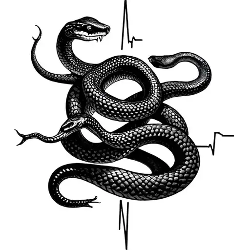 Snake And Ecg Line Mental Health