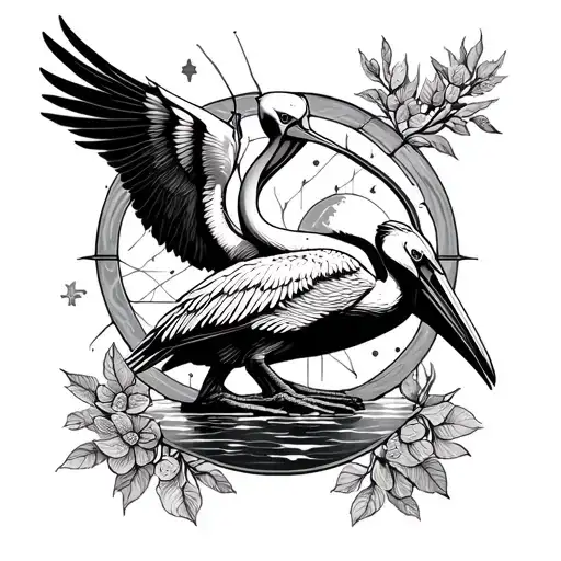 Breastfeeding And Pelican And Tree Of Life And Universe