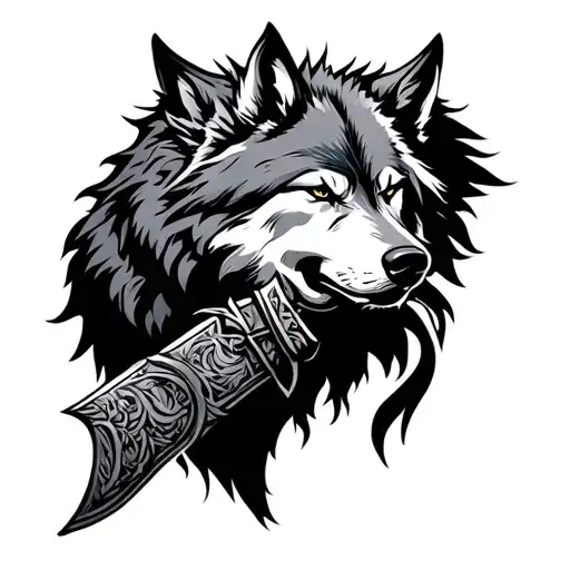 Wolf And Viking Warrior Wielding
