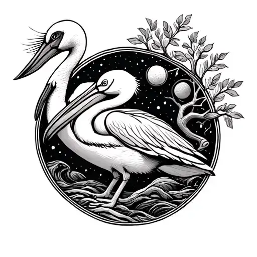 Breastfeeding And Motherhood And Pelican And Tree Of Life And Universe