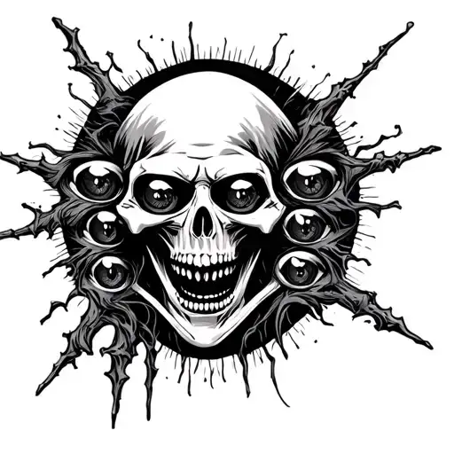 Grim Reaper With Multiple Eyes Around Him