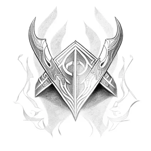 Norse Dagger With Samauri Helmet And Jiu Jitsu Triangle