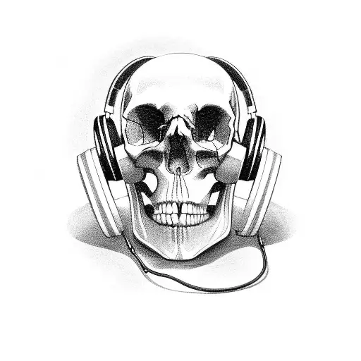 A Skull With Headphones And A Stethoscope
