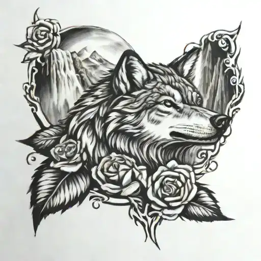 Combine A Money Rose With A Wolf Howling At A Waterfall In Mexico