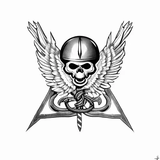 Skullbomb With Wings And Anchor Navy