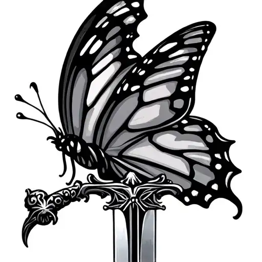 Butterfly With A Sword Going Through It