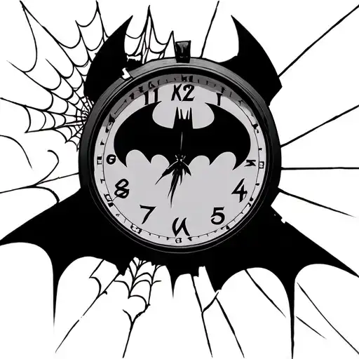 Broken Clock With Batman Logo In The Middle With Spider Webs On The Left