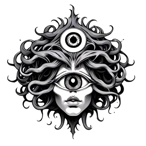 Medusa Head With Evil Eye Symbol Integrated