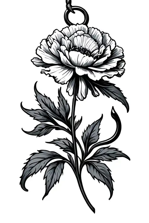 Fishing Hook With Carnation Flower