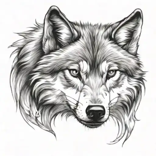 Wolf Face Tattoo Design Incorporating