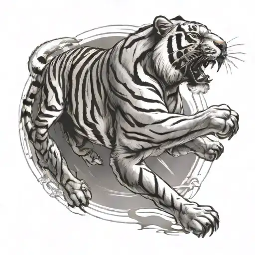 A Graceful Tiger Landing A Knockout Punch On Its Opponent