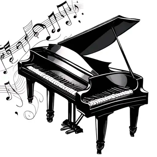 Piano Line And Notes Floating Gracefully