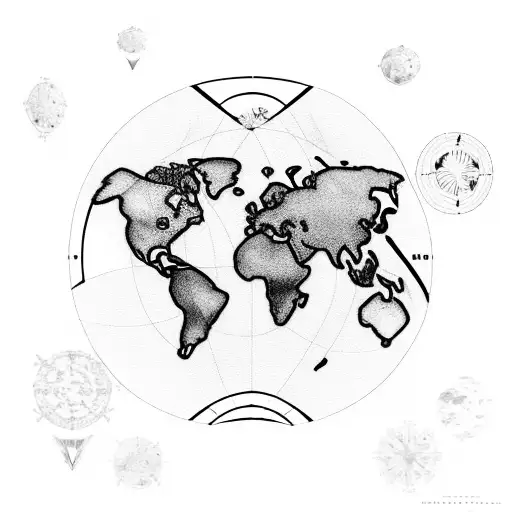 Circular World Map With Plane And Lavender Flowers Outlining The Circle