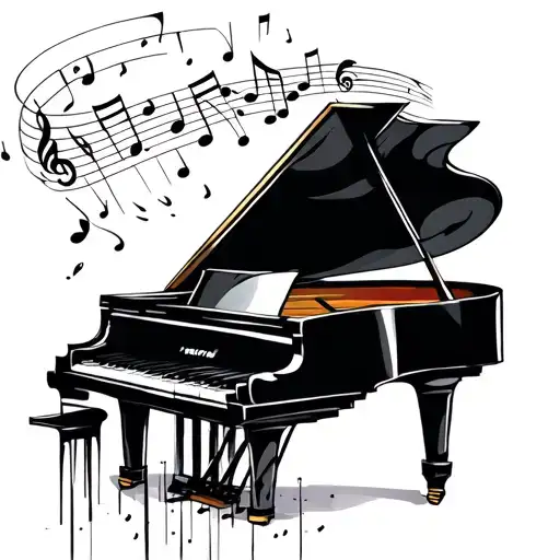 Piano Fine Line And Notes Floating Gracefully