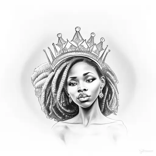 Just Get A Black Woman With Her Head Bow Down With Crown With Couple Nature Behind Her