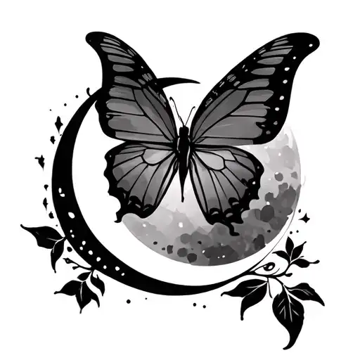 Butterfly And Moon