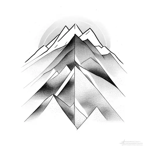 An Abstract Representation Of A Mountain Peak Merging With The Silhouette Of A God
