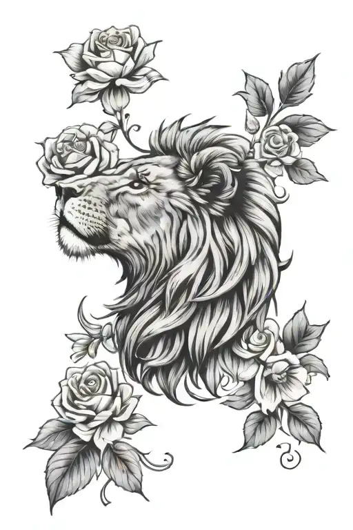 Lion With Flowers
