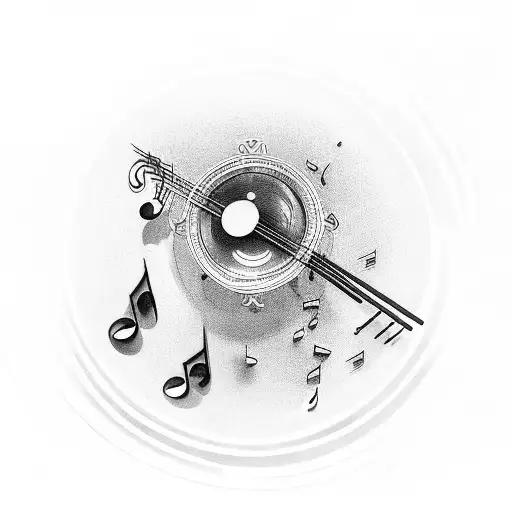 A Bowl Of Asian Food Surrounded By Musical Notes