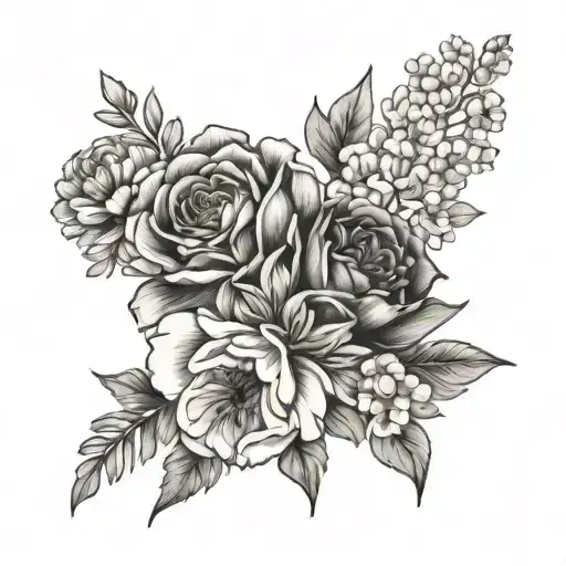 Jan June Aug Birth Flower Bouquet