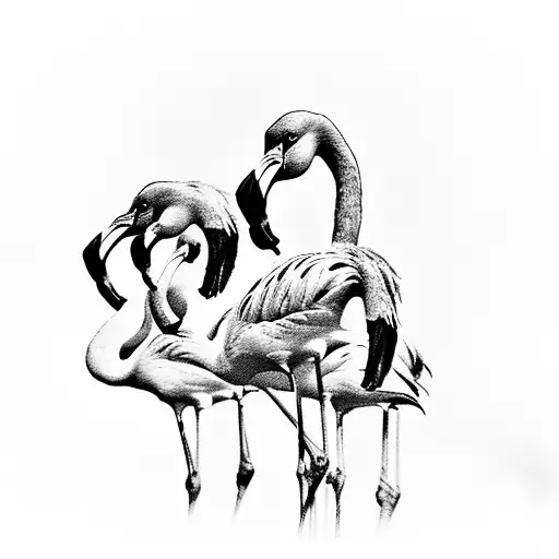 Flamingos In A Black And Grey Film Noir Scene