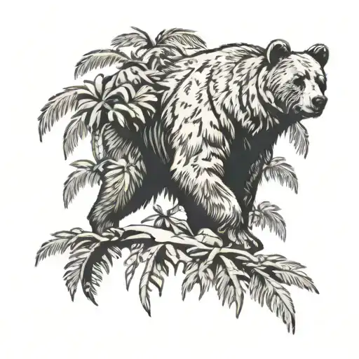 Collage Of Bear In Palm Tree Walking With Nickels