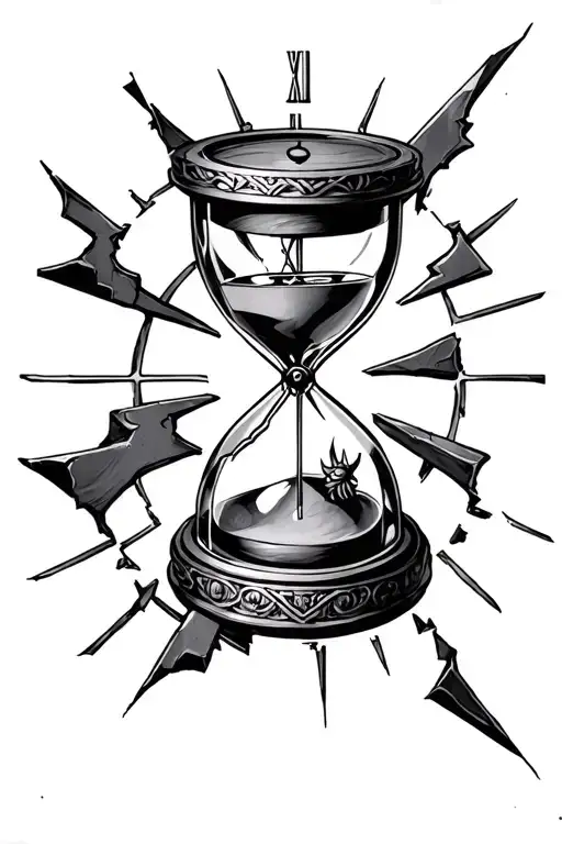 Micro-realism Greek God Kronos Shattered Clock Hourglass