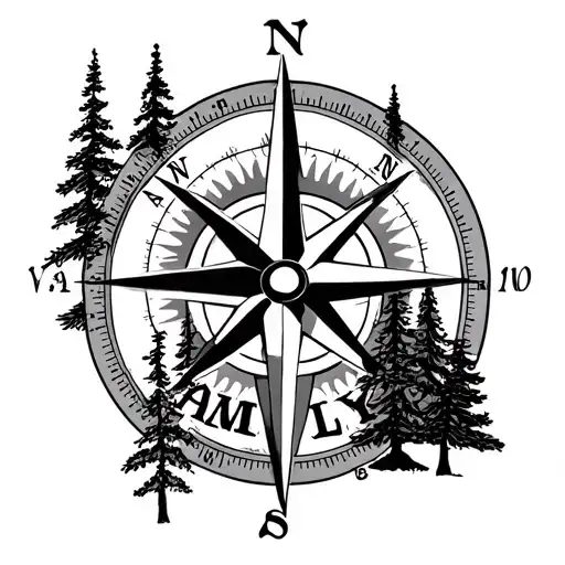 Compass White Pine Trees With The Word Family