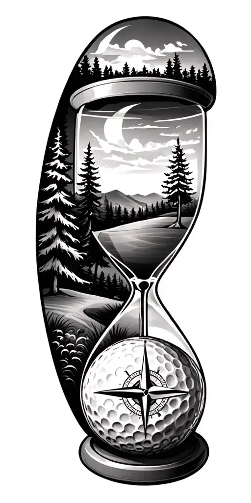 Family And Forest And Hour Glass And Compass Golf Course Golf Ball